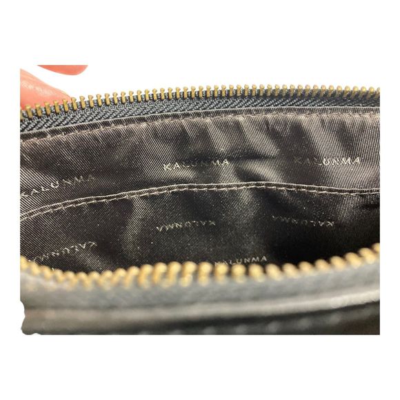 Kalunma Black 100% Smooth Oil Rich Leather Crossbody Purse Brass Bag Charms NWT - Picture 7 of 16